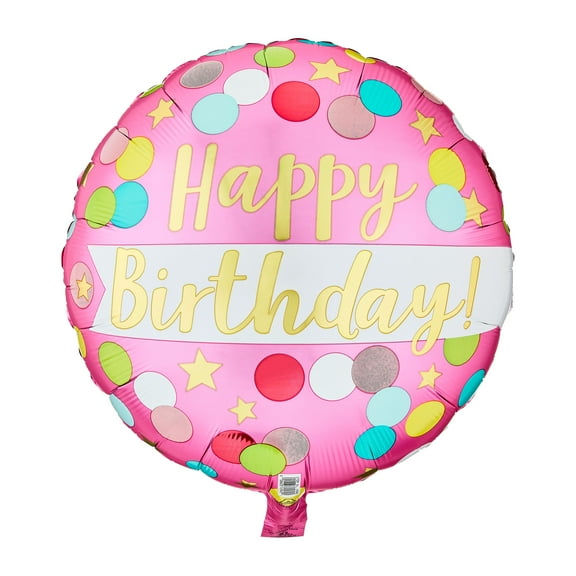 17" Pink Confetti Happy Birthday Balloon, by Way To Celebrate