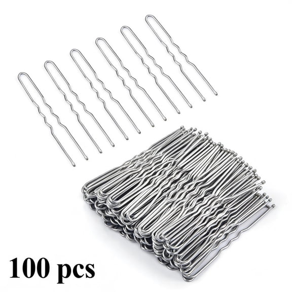 100 Pack U Shaped Hair Styling Pins 2.75 Inch, Silver Hair Pins for Updo Buns with Storage Box for Women
