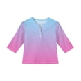 thumbnail image 4 of CCRFTGI Cute Shirts for Kids Girls Size 10-12 Summer 3/4 Sleeve Button V Neck Gradient Tee Shirts Casual Soft Lightweight Tween Girls Trendy Clothes Basic T-Shirts Sky Blue 3-4 Years, 4 of 4