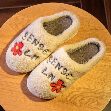 

WUDATI Winter Couples Women Warm Home Slippers Baotou Plush Soft Bottom Comfortable Flower Flat Cotton Slippers Material Stress on Joints Stylish Tip Design Multiple Sizes and Colors Lightweight