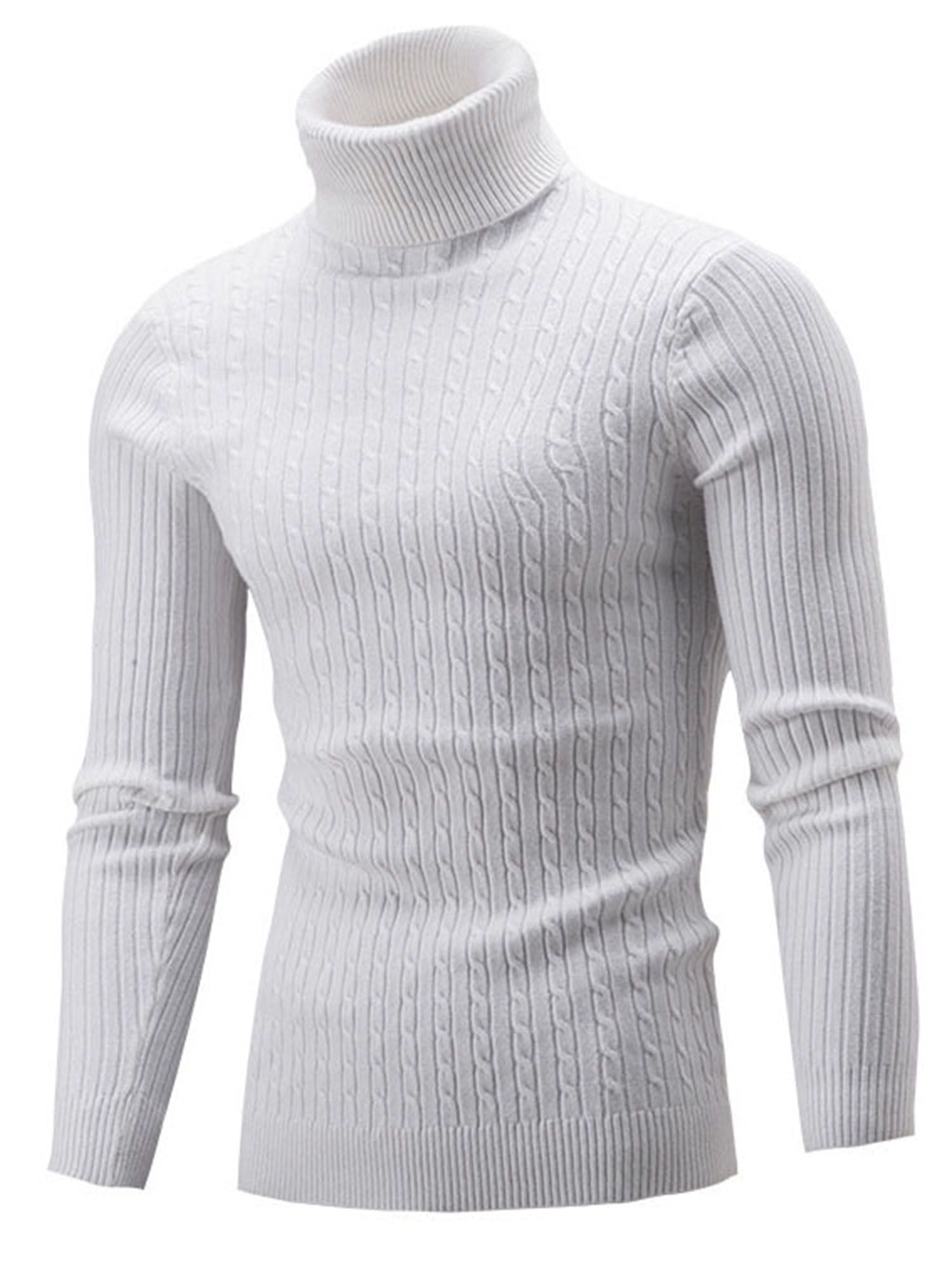Generic Mens Autumn Turtleneck Knitting Slim Fit Solid Color Winter Cardigan Sweaters 