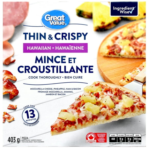 Great Value Thin & Crispy Hawaiian Pizza, 403 g