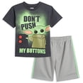 thumbnail image 1 of Star Wars The Mandalorian Baby Yoda Playera para niños pequeños, pantalones cortos de malla carbón 5T, 1 of 2