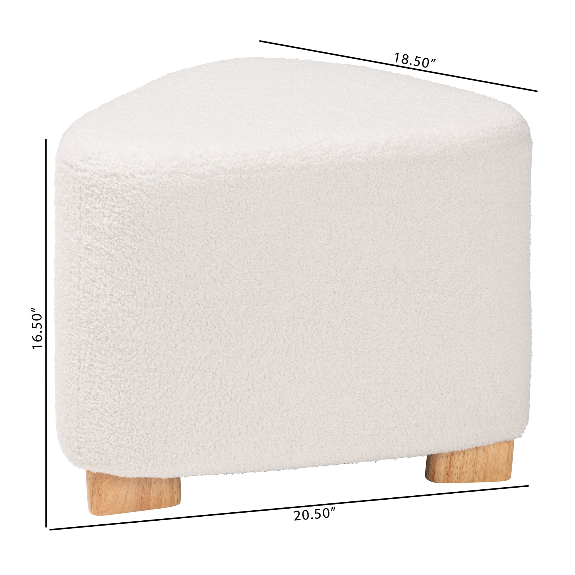 Baxton Studio Brielle Modern and Contemporary Ivory Boucle Upholstered and Natural Brown Finished Wood Ottoman