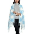 thumbnail image 3 of ZNDUO Blue Simple Plaid Texture Pattern Pashmina Shawls，Wraps Winter Warm Soft Scarf for Women, 3 of 8