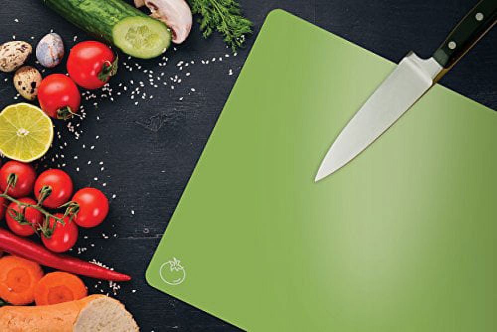 Gorilla Grip BPA-Free Flexible Cutting Boards Set of 4, Durable Plastic Mats with Food Icons, Dishwasher Safe, Slip Resistant Large Mat for Meat, Fish