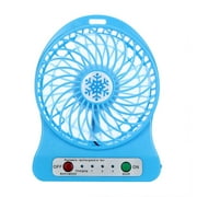 Tepsmf 3 Speeds Mini Desk Fan - Rechargeable Battery Operated Fan with LED Light - Portable USB Fan Quiet for Home, Office, Travel, Camping, Outdoor, Indoor Fan