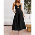 thumbnail image 2 of Women 2024 Summer Spaghetti Strap Dress Sleeveless V Neck Cutout Slit Casual Beach Party Maxi Dresses with Pockets, 2 of 6