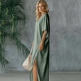 thumbnail image 4 of GUACER Womens Kaftan Maxi Dress Fashion Cotton Linen V Neck Boho Long Dress with Side Slit Loose Fit Beach Coverups, 4 of 6