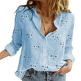 thumbnail image 1 of Camisas elegantes de lino y algodón para mujer, blusas informales con botones sólidos y solapa, blusas sueltas de manga larga para primavera y verano, Blusas tipo túnica Tan Jianjun unisex, 1 of 2