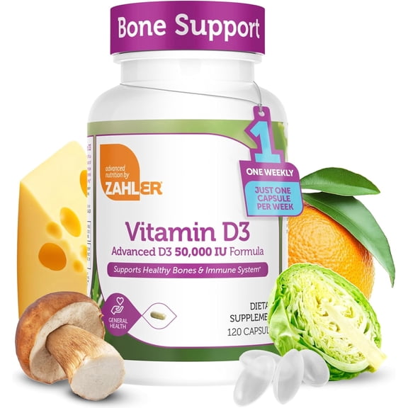 Zahler Vitamin D3 50,000 IU, 120 Capsules, Advanced D3 Formula, Immune Support, Bone & Muscle Health, High Potency Vitamin D Supplement