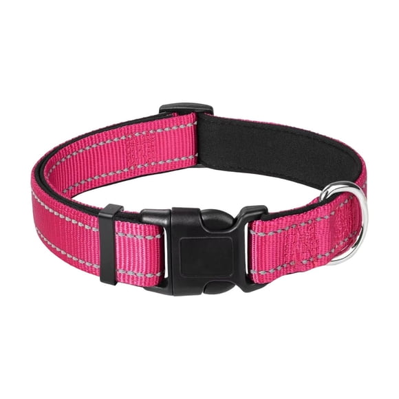 Reflective Adjustable Neoprene Padded Dog Collar with Secure Buckle for Medium Sized Comfortable Nylon Pet Collars