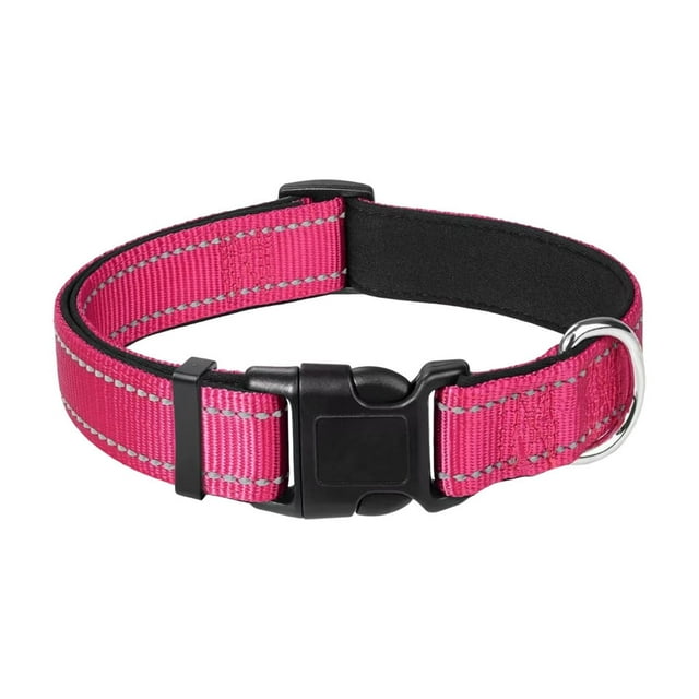 Adjustable Reflective Neoprene Padded Dog Collar with Secure Buckle for Medium Sized Comfortable and Durable Nylon Design