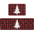 thumbnail image 2 of Kitchen Rug Mat Christmas Tree Buffalo Plaid Snowflake, Set of 2, Anti-Fatigue Non-Skid Washable Kitchen Runner Rugs, Winter Checkered Farmhosue Soft Rug for Kitchen, Floor, Front of Sink, Laundry, 2 of 6