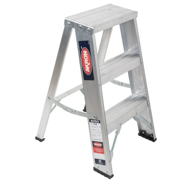 Escalera de Aluminio Taburete Akron 2 Escalones 77-18 150kg Taburete Sencillo de Aluminio Tipo III