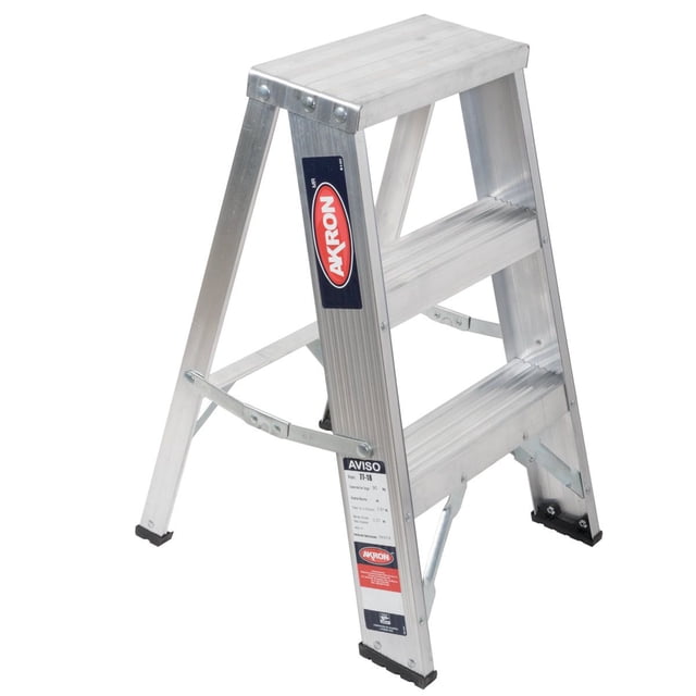 Escalera de Aluminio Taburete Akron 2 Escalones 77-18 150kg Taburete Sencillo de Aluminio Tipo III