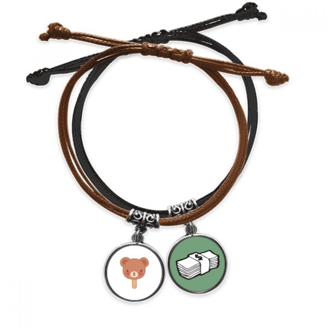 Oso de dibujos animados de helados de paletas Pulsera Cuerda Mano Cadena Cuero Dinero Pulsera Unbranded M