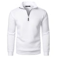 thumbnail image 2 of Casual Men Sweatshirts Quarter Zip Pullover Loungewear 3/4 Zip Pullover Long Sleeve Big and Tall Polo Sweaters White M, 2 of 4