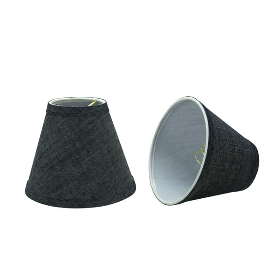Aspen Creative 32120-2 Small Hardback Empire Shape Chandelier Clip-On Lamp Shade Set (2 Pack), Transitional Design in Grey-Blue, 6" bottom width (3" x 6" x 5")
