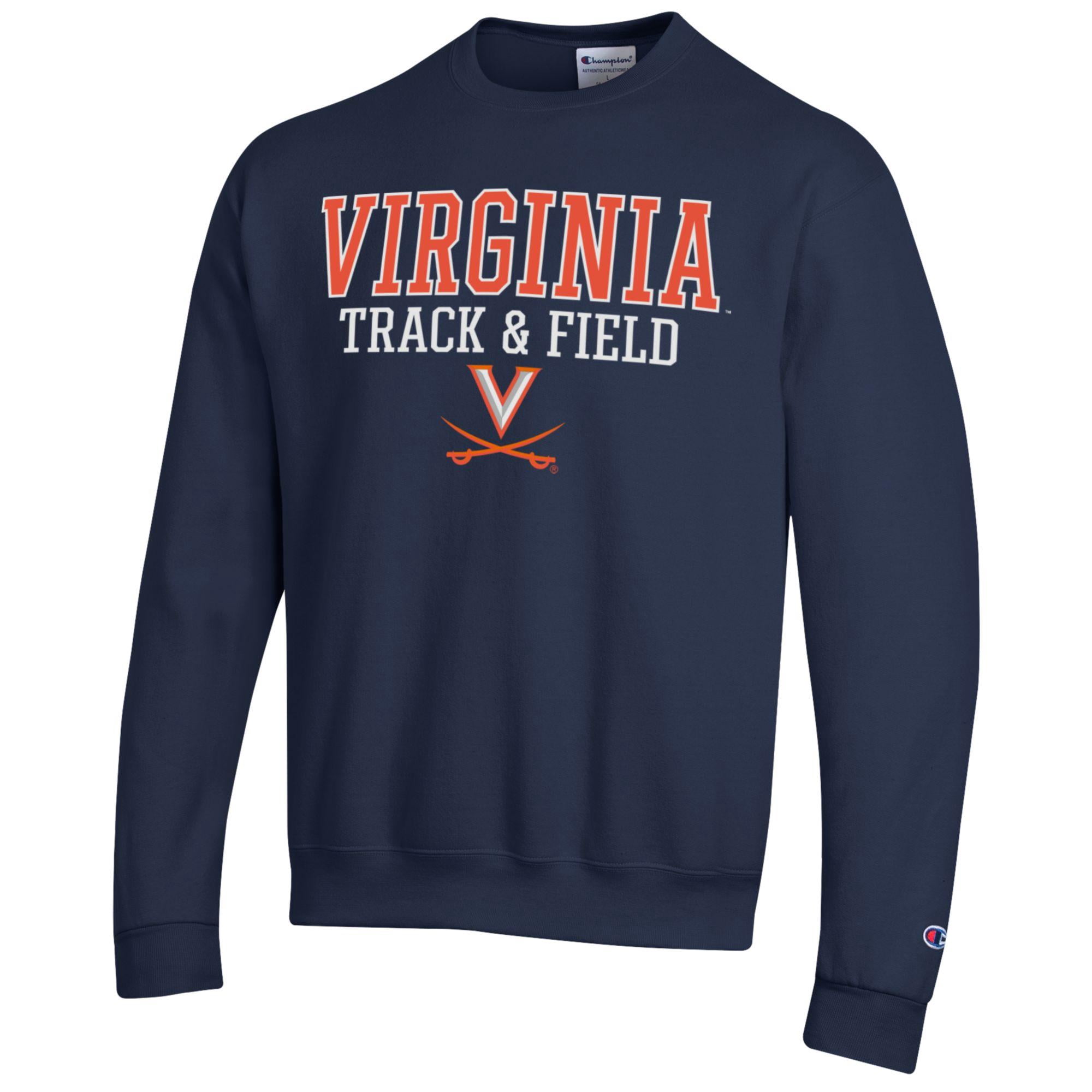 Men's Champion  Navy Virginia Cavaliers Track & Field Stack Powerblend Pullover Sweatshirt