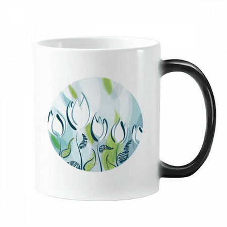 

Hand Painted Tulip Flower Changing Color Mug Morphing Heat Sensitive Cup With Handles 350ml