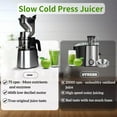 thumbnail image 2 of Intexca 300W Cold Press Juicer, 5.1" Feeding Chute, Quiet, Pulp Separation, Stainless Steel, 2 of 7