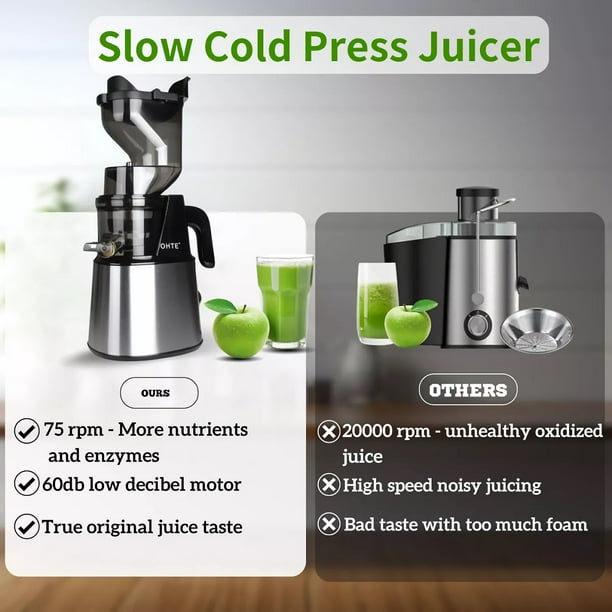 Toytexx 300 Watts Cold Press Slow Juicer, 5.1-Inch Feeding Chute