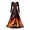 B-Orange, variant on Witch Dress for Women Halloween Long Sleeve Lace V Neck Vintage Gothic Maxi Dress Allover Halloween Print Haunted House A Line Party Dress