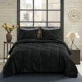 thumbnail image 2 of Hong and Arts Inc. Pintuck Geometric Bedding Pinch Pleated Ruffled Solid Comforter Sets Black - Queen, 2 of 5