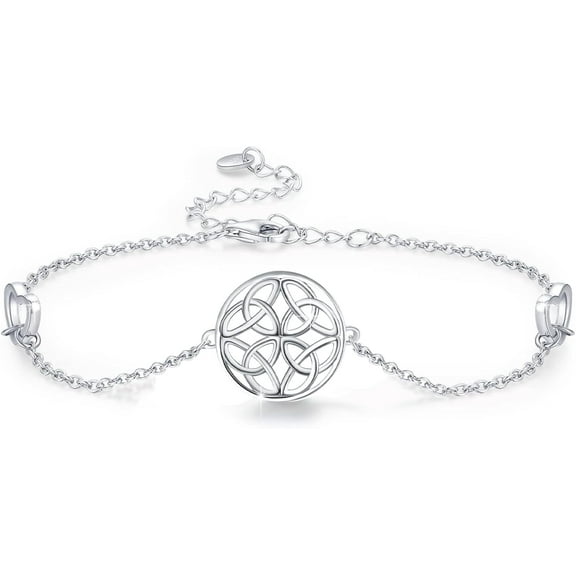 Celtic Knot Bracelet for Women,S925 Sterling Silver Circle Irish Knot Bracelets Celtic Lucky Knot Jewelry Gifts for Girls Teens