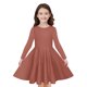 thumbnail image 1 of Odeerbi Niñas Manga Larga A-Vestido de Manga Larga Para Niñas Vestido Acampanado de Primavera Vestido Elástico de Colores Sólidos Vestido de Patinadora Twirly Vestido de Recital Escolar, 1 of 9