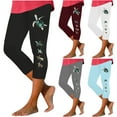 thumbnail image 5 of Quinlirra Womens Capri Pants Clearance Under 5$ Women's Fashion Solid Color Turtle Print Leggings With Yoga Sport Elastic Pants, 5 of 5