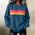 thumbnail image 2 of Binmer Women’s Rainbow Stripe Print Crew Neck Long Sleeve Sweatshirt, Loose Casual Pullover Top ,Sizes S-2XL, 2 of 6