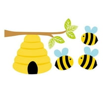 Cartoon Bee Pattern Self-adhesive Wall Sticker Wall Decals Wall Decorations for Kids Room Kindergarten (Yellow)