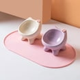 thumbnail image 3 of RimdGhov Cute Cat Food & Water Bowl Set - 2-Piece Handmade Ceramic Elevated Bowls, Pet Supplies (Beige + Purple), 3 of 9