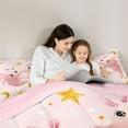 thumbnail image 5 of jejeloiu Gold Stars Moon Bedding Comforter Set,Pink Cute Axolotl Twin Comforter Sets,Chic Glitter Print Bedding Set For Kids,Super Cozy Room Decor Reversible,2pcs, 5 of 8