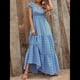 thumbnail image 4 of Vestido de Verano 2025 para Mujer, Cuello en V, Corta, Cintura Alta, Estampado Floral, Volantes Escalonados, Corte A, Maxi Azul XL, 4 of 9