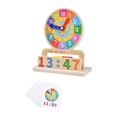 thumbnail image 1 of Reloj de aprendizaje Montessori, reloj de madera, juguete con tarjetas para contar la hora, reloj didáctico de madera para bebés y niños de 3, 4 y 5, 1 of 9