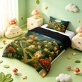 thumbnail image 2 of Homewish Mushrooms Moon Landscape Twin Comforter Sets,Fungus Plant Bedding Set,Green Yellow,Black Reversible,2-Piece,1 Comforter and 1 Pillowcase, 2 of 7
