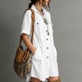 thumbnail image 6 of Miqool Women's Cotton Lapel Shirt Dress Casual Short Sleeve Button Front Utility Mini Dress with Pockets Loose Fit Summer Dress, 6 of 8