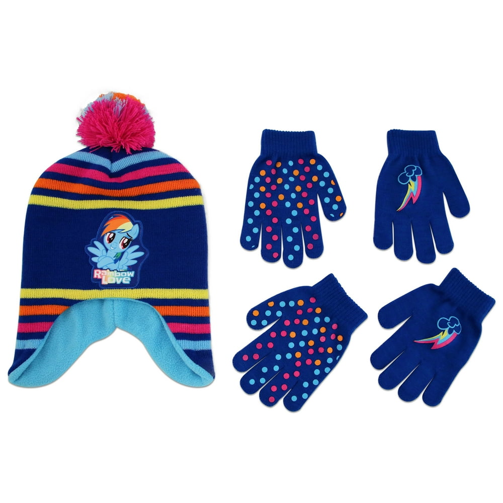 Hasbro Kids Winter Hat Set, My Little Pony Hat and 2 Pair Gloves or Mittens for Little Boy Age