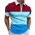 thumbnail image 2 of Wavsuf Mens Shirts Short Sleeve V-neck Turndown Zipper Summer Blue T-Shirts Size S, 2 of 5