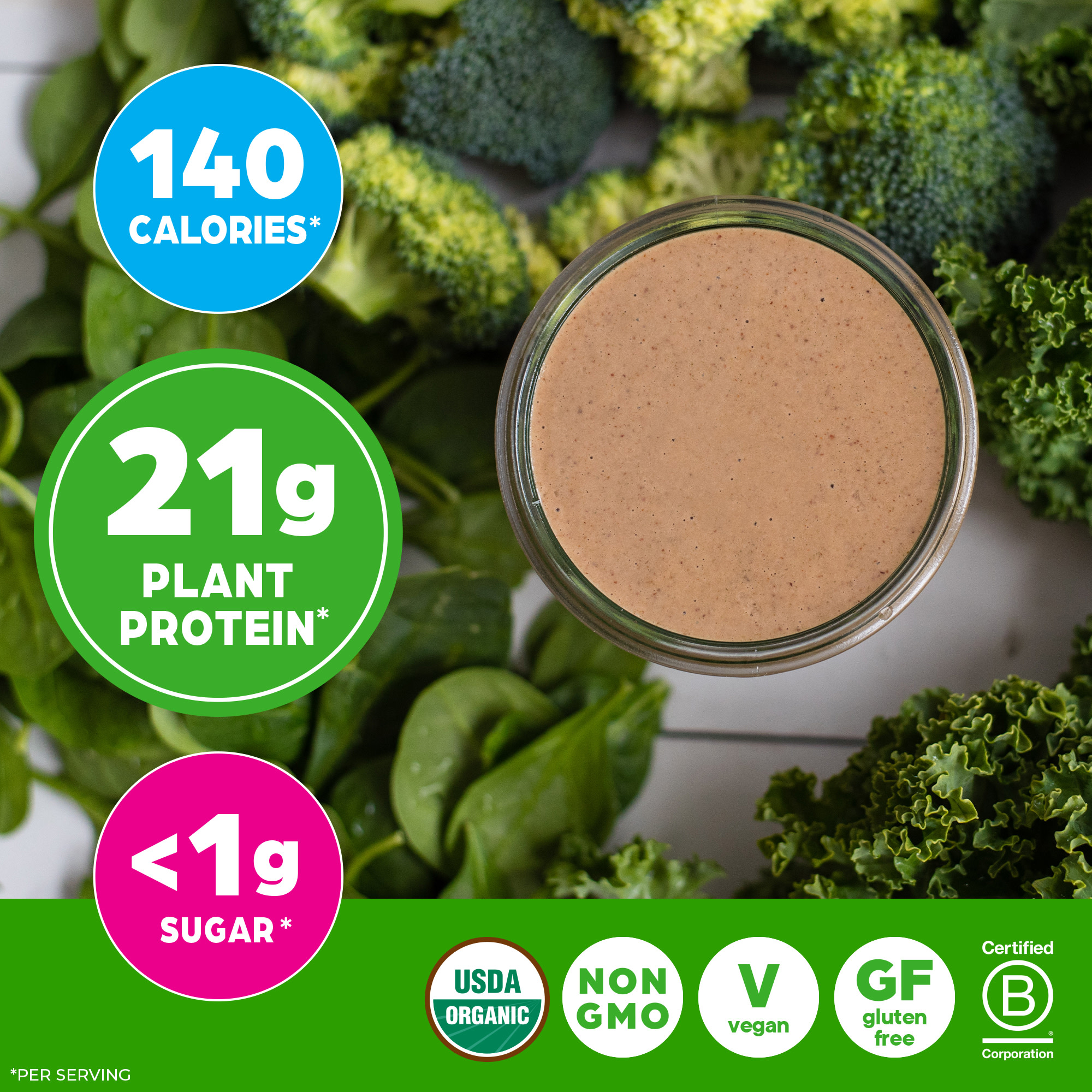 Orgain® Organic Protein™ + Greens Powder - Plant Based Creamy Chocolate Fudge
