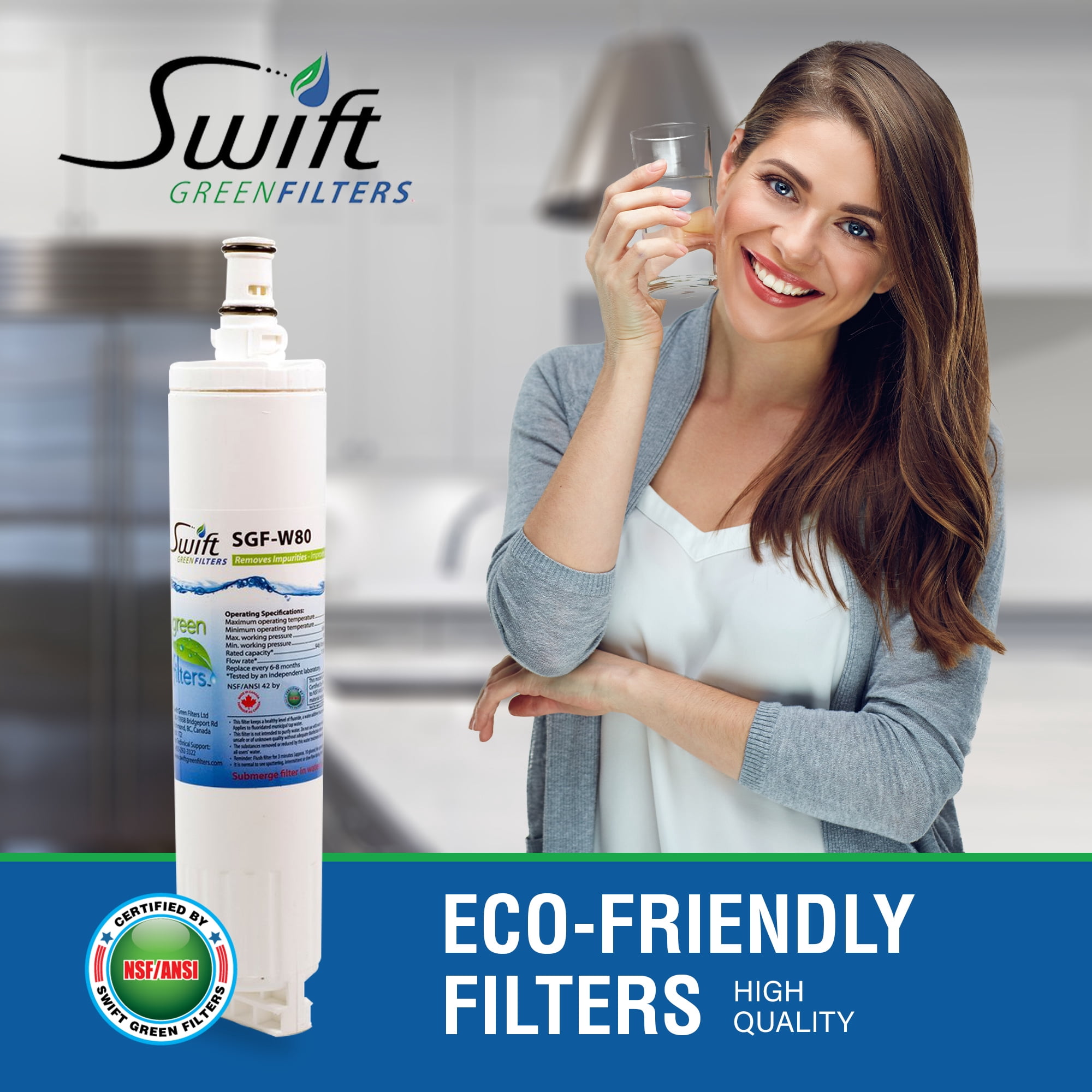 Swift Green Filters SGF-W80 Replacement for Whirlpool 4396508 Refrigerators Water Filters