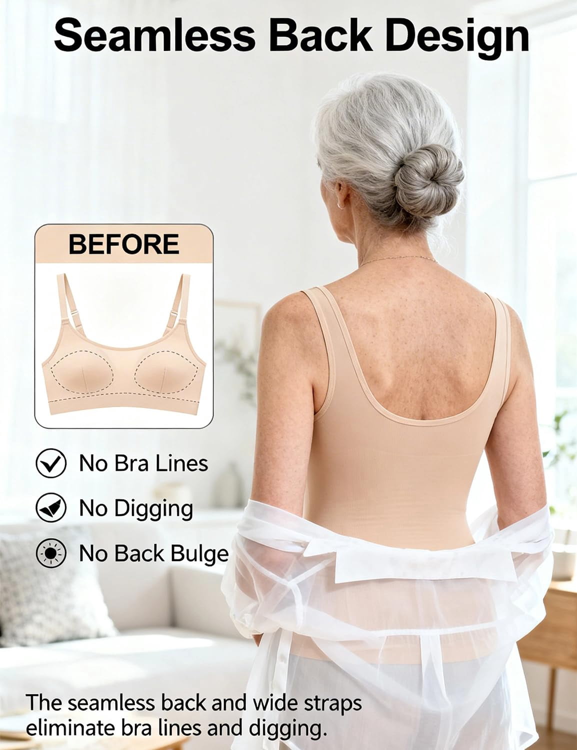 Avulea's Built in Comfort Bra Tank Tops for Women, Seamless Shaper Tank Tops No Underwire, No Tight Band, No Straps that Dig or Slip