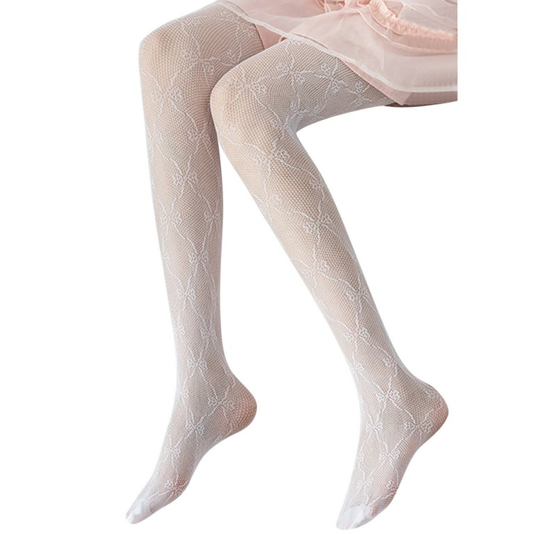Women Retro Slim Transparent Carved Lace Bowknot Stockings Pantyhose Hollow  Socks Tights Stocking Tights White_003 One Size 