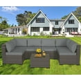 thumbnail image 5 of Gotland 7 Piece Patio Conversation Set,Rattan Wicker Outdoor Furniture Patio Sectional Sofa(Grey), 5 of 7