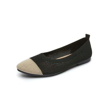 

Oucaili Ladies Flats Pointy Toe Loafers Slip On Pumps Comfort Ballet Flat Women 2130 Black 8.5