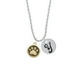 thumbnail image 2 of Delight Jewelry Goldtone Paw in Circle Silvertone Script Initial Disc - Y - Charm Necklace, 20"+3", 2 of 4