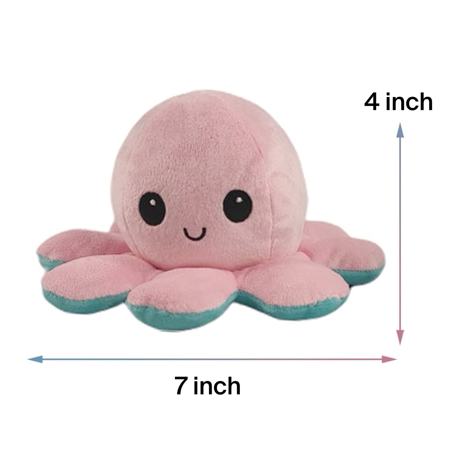 DINGPC Reversible Flip Octopus Toy Soft Simulation Double-Sided Reversible Happy Sad Angry Octopus Stuffed Plush Doll Toys Kids Gift 10x20cm 11